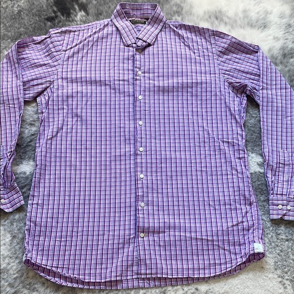 Purple Checkered Men's Shirt - Picture 1 of 12
